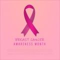 Breast Cancer Awareness Ribbon Background. Vector illustration. Royalty Free Stock Photo