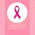 Breast Cancer Awareness Ribbon Background. Vector illustration. Royalty Free Stock Photo