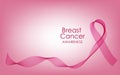 Breast Cancer Awareness Ribbon Background. Vector illustration. Vector smoke. Royalty Free Stock Photo