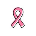 Breast cancer awareness ribbon doodle icon, vector illustration Royalty Free Stock Photo