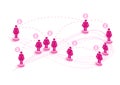 Breast cancer awareness ribbon network women speech. EPS10 file. Royalty Free Stock Photo