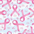 Breast cancer awareness ribbon sign seamless pattern Royalty Free Stock Photo