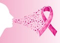 Breast cancer awareness ribbon transparency woman face. Royalty Free Stock Photo