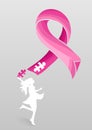 Breast cancer awareness ribbon woman help EPS10 file. Royalty Free Stock Photo