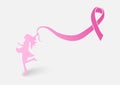 Breast cancer awareness ribbon with woman shape EP Royalty Free Stock Photo
