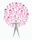 Breast cancer awareness ribbon woman tree shape ve