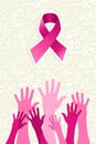Breast cancer awareness ribbon women hands vector Royalty Free Stock Photo