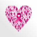 Breast cancer awareness ribbon women heart shape. Royalty Free Stock Photo