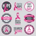 Breast Cancer Awareness Ribbons and Badges Royalty Free Stock Photo