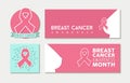 Breast cancer awareness set of banners and label Royalty Free Stock Photo