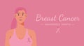 Breast cancer awareness for support and health care concept with pink hair woman Royalty Free Stock Photo