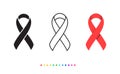 Breast cancer awareness. Three kinds of Ribbon style