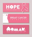 Breast cancer banner set with girl body silhouette Royalty Free Stock Photo