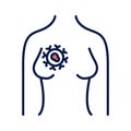 Breast cancer color line icon. Female disease. Oncology. Isolated vector element. Outline pictogram for web page, mobile