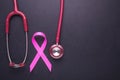 Breast Cancer concept : Pink ribbon symbol of breast cancer and