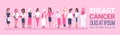 Breast Cancer Day Diverse Group Of Woman Disease Awareness And Prevention Poster