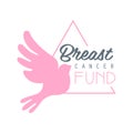 Breast cancer fund label. Vector illustration in pink colors Royalty Free Stock Photo