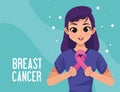 breast cancer lettering postcard