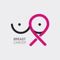 Breast cancer logo. Message for women to keep their health, visit doctor regularly. Medical vector design. logo icon