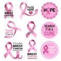 Breast cancer logo set, realistic style Royalty Free Stock Photo