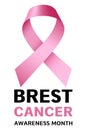 Breast cancer month logo, realistic style Royalty Free Stock Photo