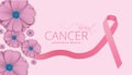 Breast cancer october awareness month pink ribbon and spring poster background,vector illustration