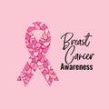 Breast cancer pink ribbon awareness month vector graphic illustration Royalty Free Stock Photo