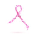 Breast cancer. pink ribbon from hearts
