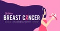 Breast cancer prevention month concept with woman silhouette Royalty Free Stock Photo