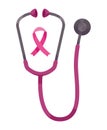 breast cancer ribbon with stethoscope