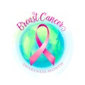 Breast cancer ribbon and world awareness women background