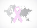 breast cancer ribbon world map illustration design