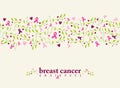 Breast cancer seamless pattern ribbon heart nature Royalty Free Stock Photo