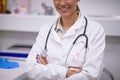 Breast cancer sign on the white coat