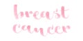 Breast cancer text brush lettering. Pink marker pen hand drawn. Horizontal composition. Vector illustration, flat design Royalty Free Stock Photo