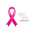 Breast canser. Pink ribbon. National Breast Cancer Awareness Month Royalty Free Stock Photo