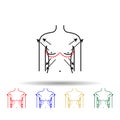 Breast enlargement, woman multi color icon. Simple thin line, outline vector of plastic, surgery, epilation icons for ui and ux,