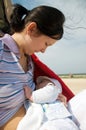 Breast feeding on the beach