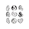 Breast feeding vector sign. Mother holding newborn baby in arms,symbol of woman breastfeeding baby. Mother breastfeeding her baby