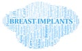 Breast Implants typography word cloud create with the text only. Type of plastic surgery Royalty Free Stock Photo