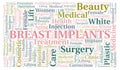 Breast Implants typography word cloud create with the text only. Type of plastic surgery Royalty Free Stock Photo