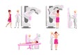 Breast medical examination flat illustrations set