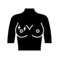 Breast pain glyph icon