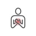 Breast pain line icon. Vector sign for web graphic.