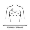 Breast pain linear icon