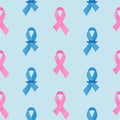 Breast and prostate cancer awareness ribbons seamless pattern Royalty Free Stock Photo