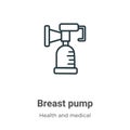 Breast pump outline vector icon. Thin line black breast pump icon, flat vector simple element illustration from editable health