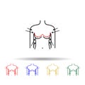 Breast reduction, woman multi color icon. Simple thin line, outline vector of plastic, surgery, epilation icons for ui and ux, Royalty Free Stock Photo