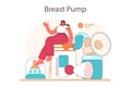 Breastfeading concept. Manual breast pump, device that lactating