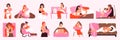 Breastfeeding Color Icon Set